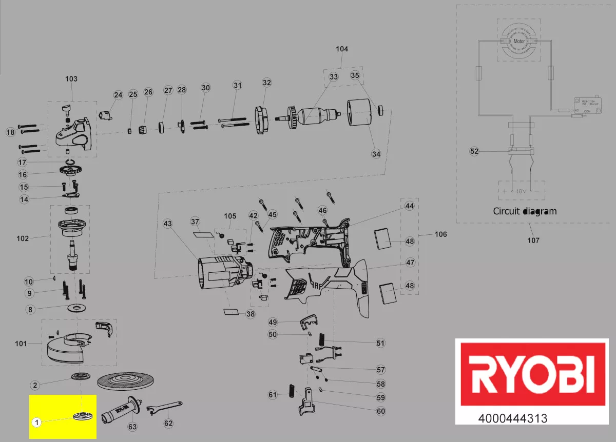 écrou fixation accessoires réf. 5131037426 Ryobi